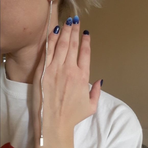 Extra long silver dangling earrings - Picture 4 of 7